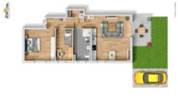 Grundriss-Skizze Wohnbeispiel - Schöne Erdgeschosswohnung mit Einbauküche, Gartenanteil und Stellplatz
