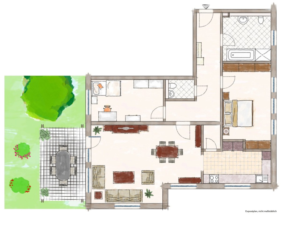 Erdgeschosswohnung mit Gemeinschaftsgarten, Außenstellplatz und Tiefgaragenstellplatz – Zentrumsnah, 86641 Rain, Erdgeschosswohnung