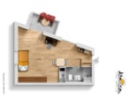 Grundriss-Skizze / Wohnbeispiel - Möbliertes 1-Zimmer-Appartement mit Balkon für Studenten oder Vollzeitschüler!