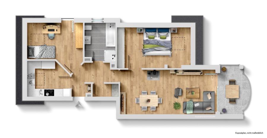 Dachgeschosswohnung mit Einbauküche und Balkon, 86609 Donauwörth, Dachgeschosswohnung